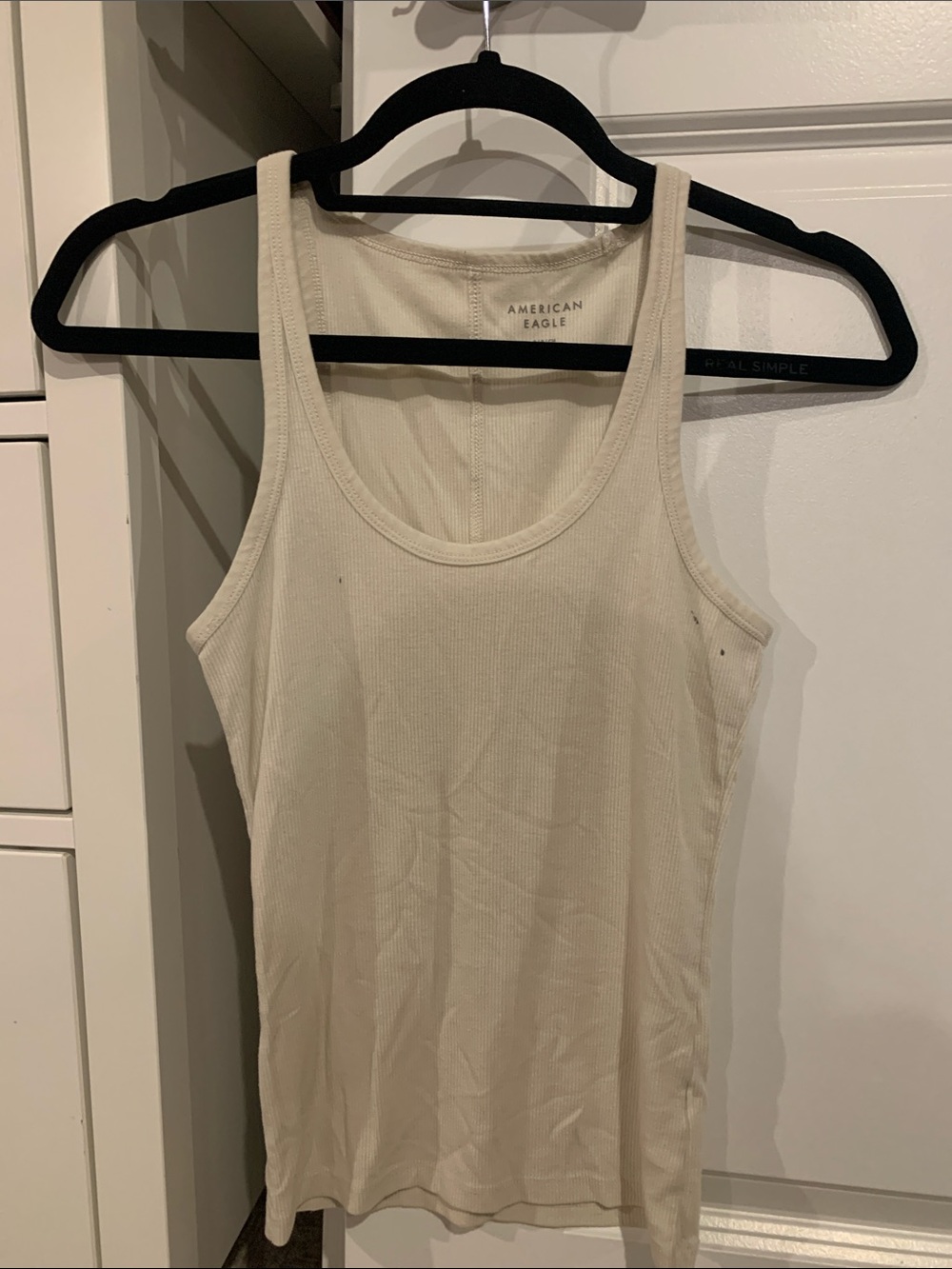 American Eagle Ribbed Tank in Cream